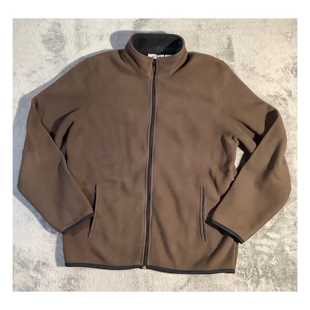 Kim Rogers Women's Brown Full Zip Fleece‎ Jacket Size M Mock Neck Pockets